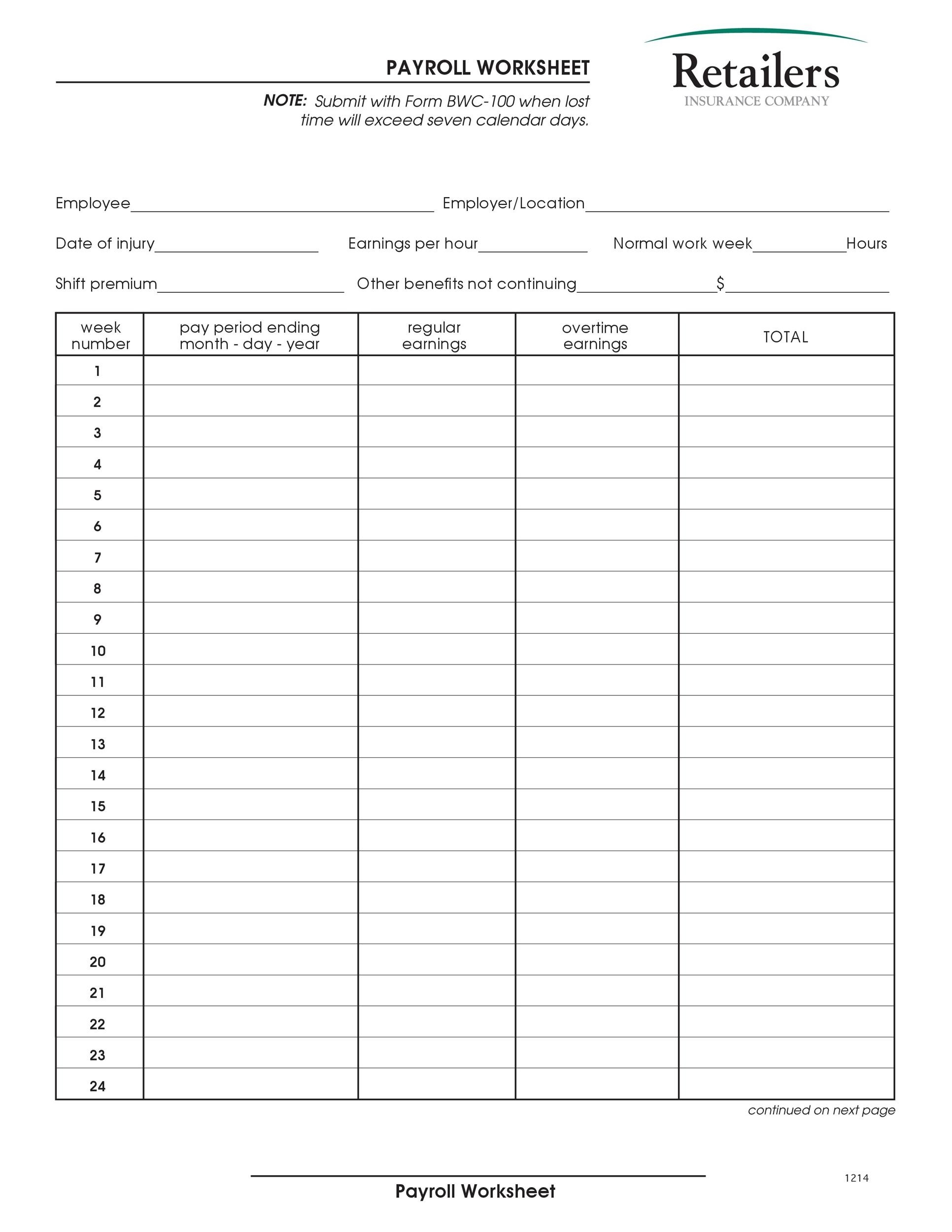 Free Printable Payroll Form Printable Forms Free Online