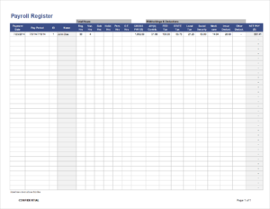 Free Printable Payroll Register Template Fillable Form 2025