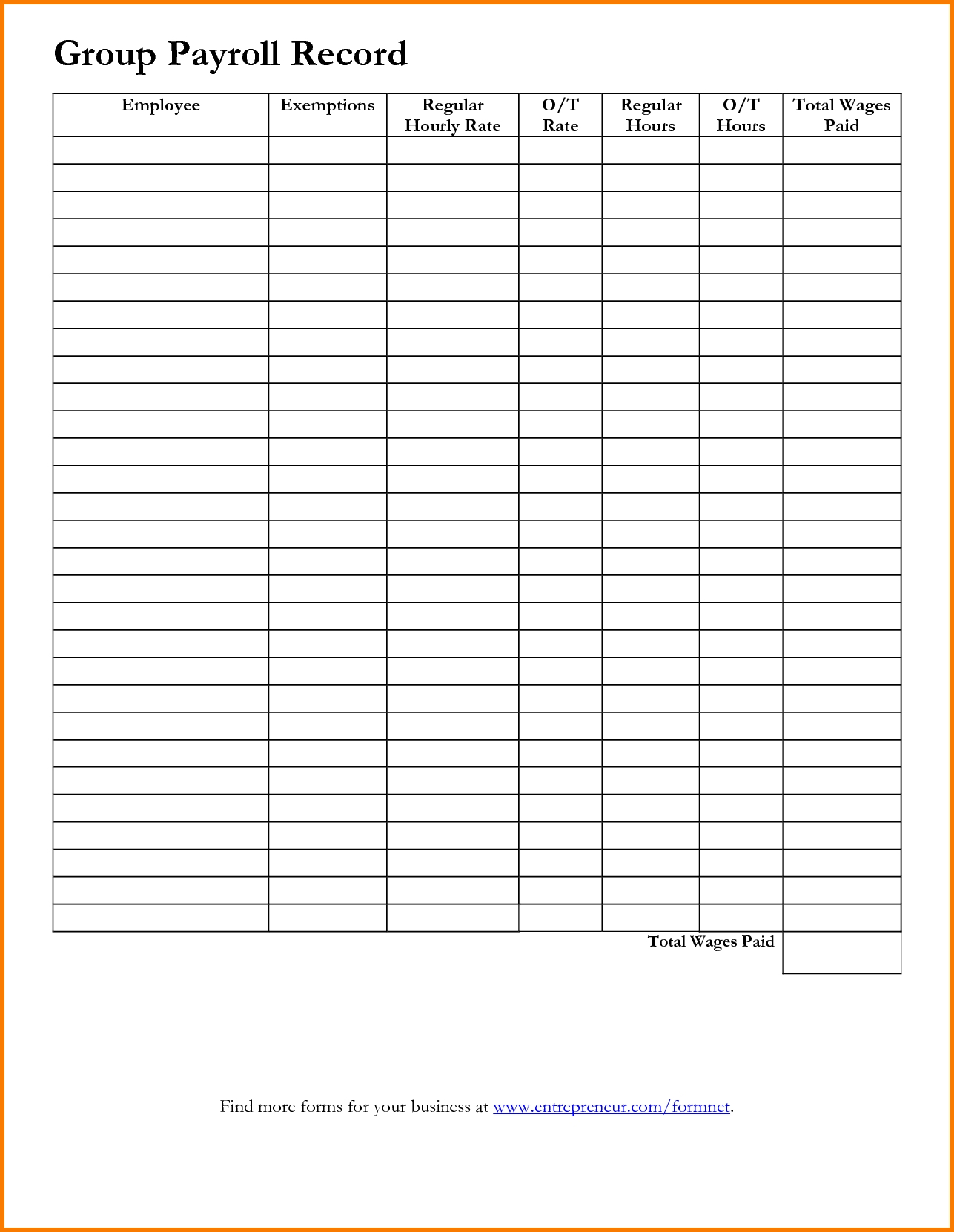 Free Printable Payroll Sheets