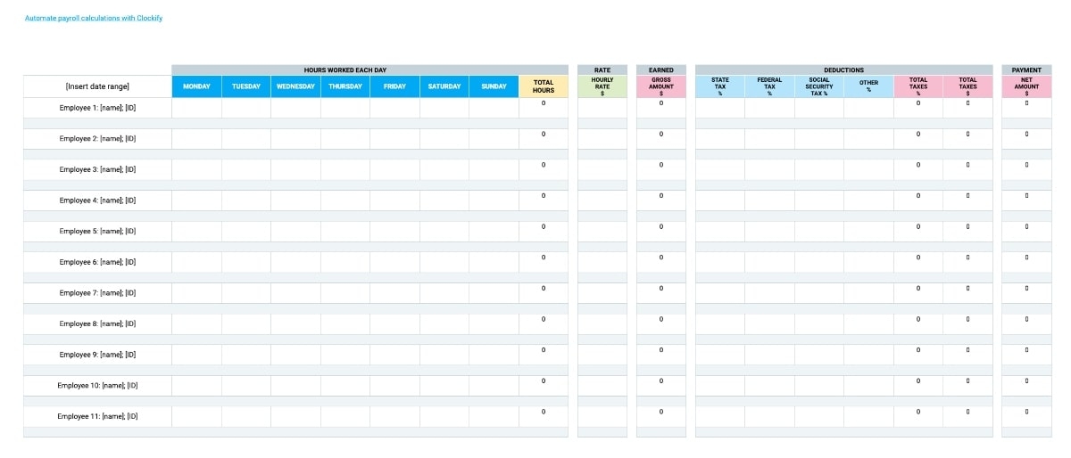 Free Printable Payroll Sheets FREE Printables