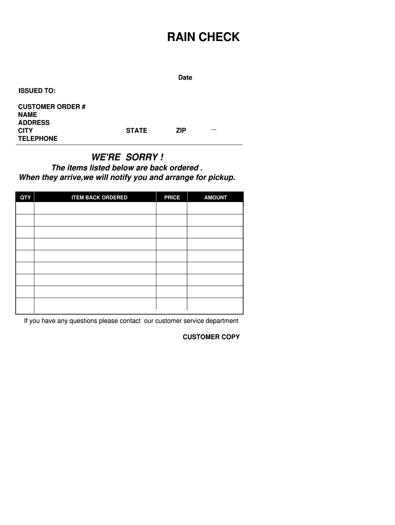 Free Printable Rain Check Template Printable Form Templates And Letter