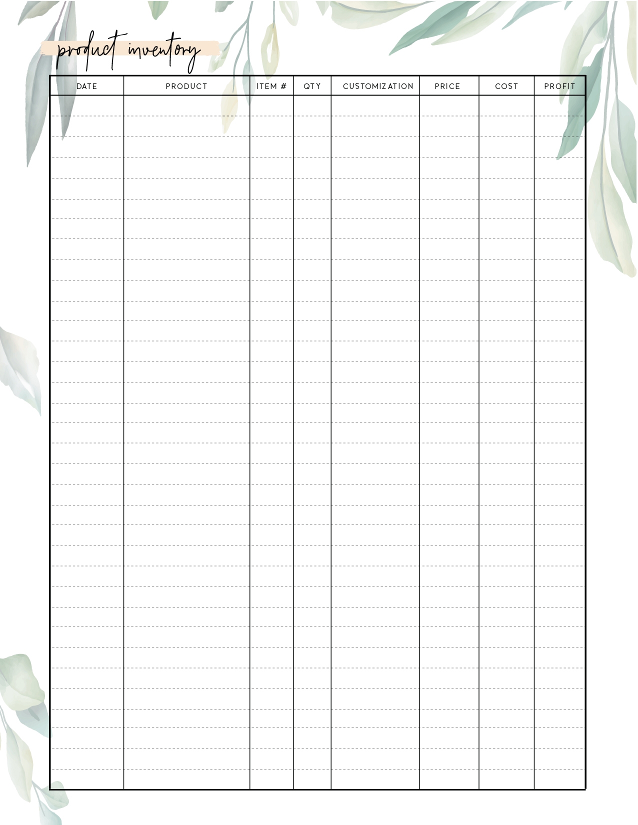 FREE Printable Stock Taking Sheet World Of Printables