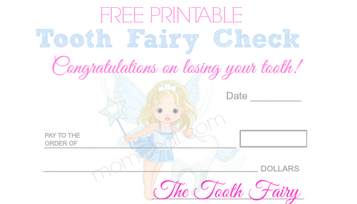Free Printable Tooth Fairy Check At Mom4real Mom 4 Real