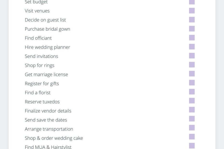 Free Printable Wedding Check Off List Printable Online