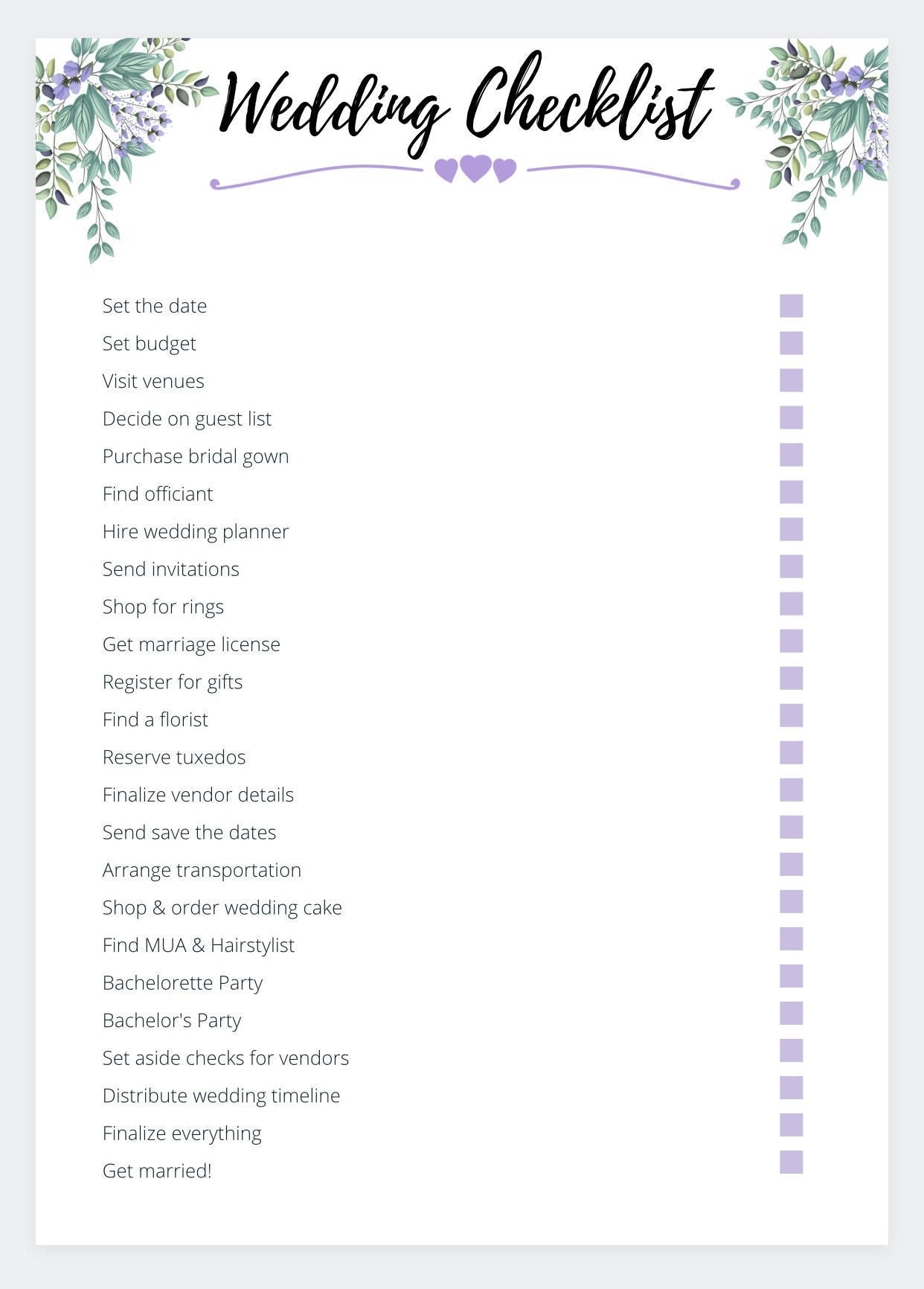 Free Printable Wedding Check Off List Printable Online