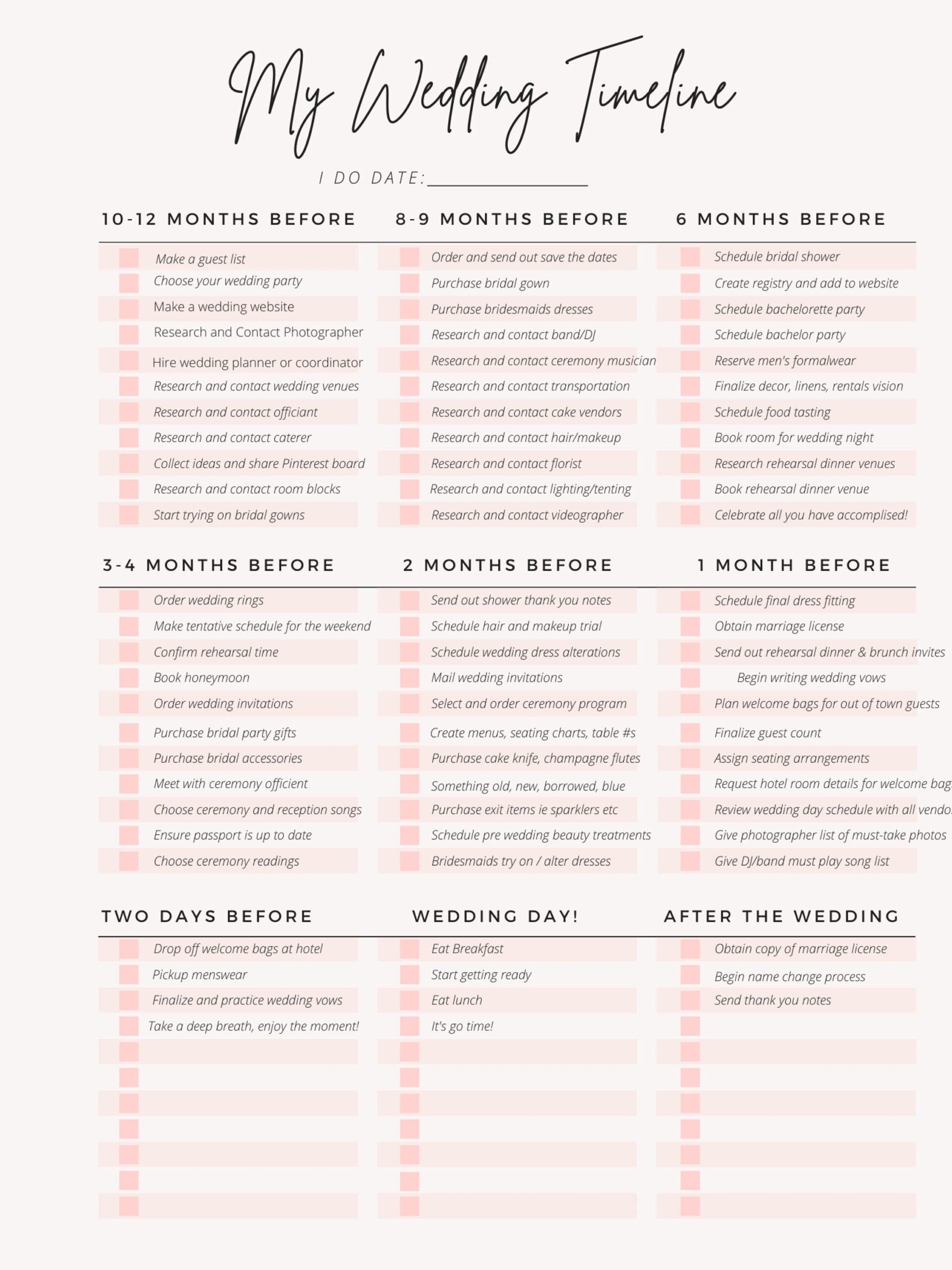 Free Printable Wedding To Do List Timeline Download Free Printable 