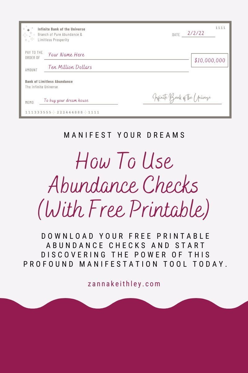 How To Use Abundance Checks With Free Printable Zanna Keithley In 