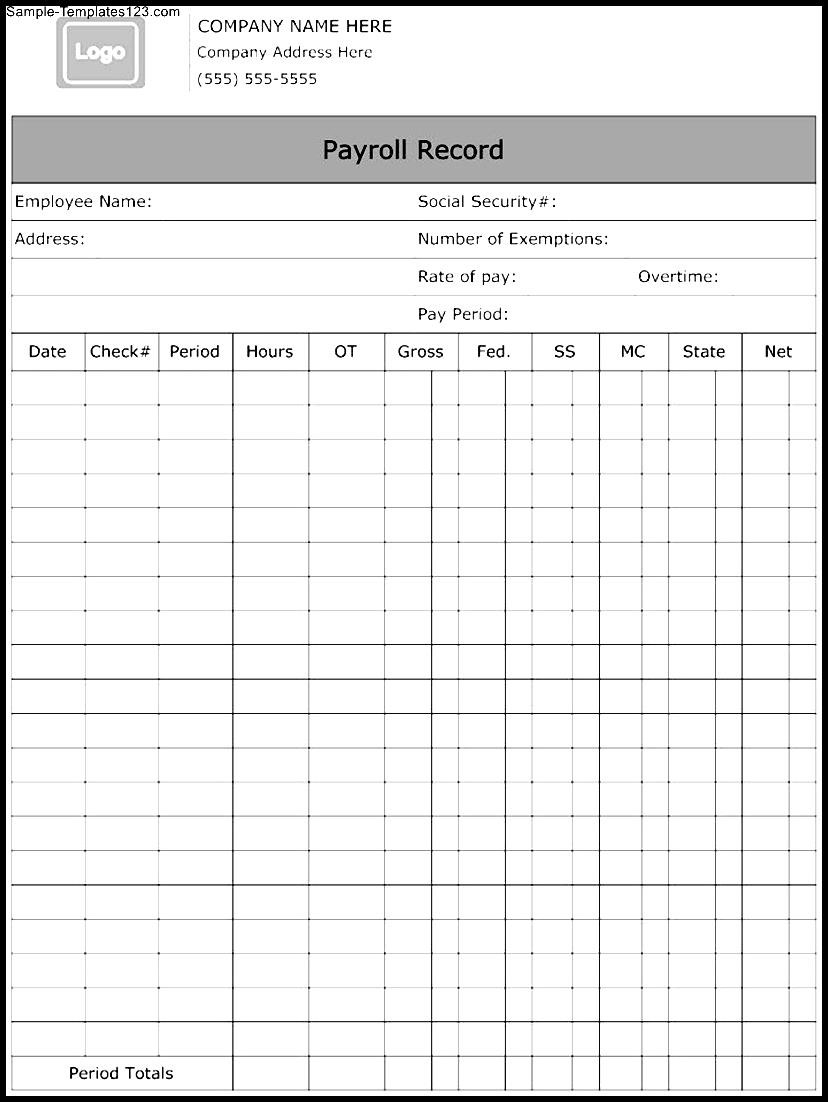 Individual Payroll Record Template