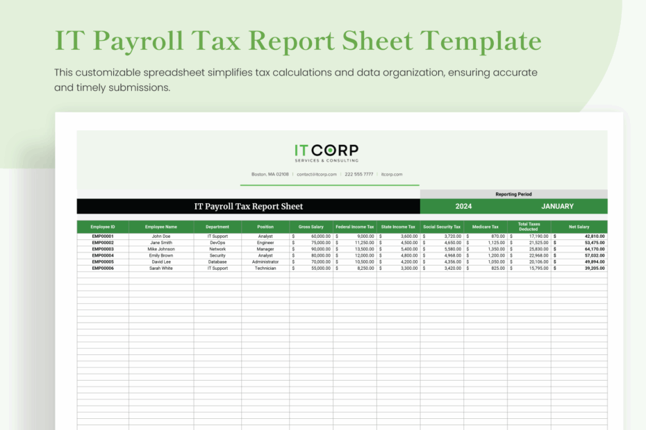 IT Payroll Tax Report Sheet Template In Excel Google Sheets Download