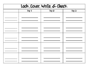 Look Cover Write Check By Kristin Catron Teachers Pay Teachers