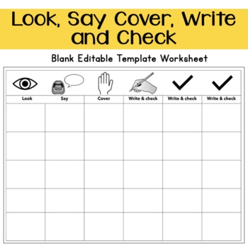Look Say Cover Write And Check Blank Editable Template Worksheet