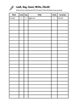Look Say Cover Write Check Blank Worksheet By Sophie Burkhardt