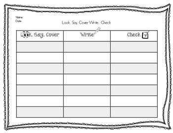 Look Say Cover Write Check Paper By Teaching With MsHarris TpT