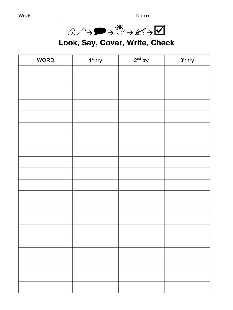 Look Say Cover Write Check Template