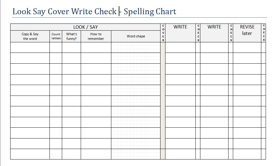 Look Say Cover Write Check Template