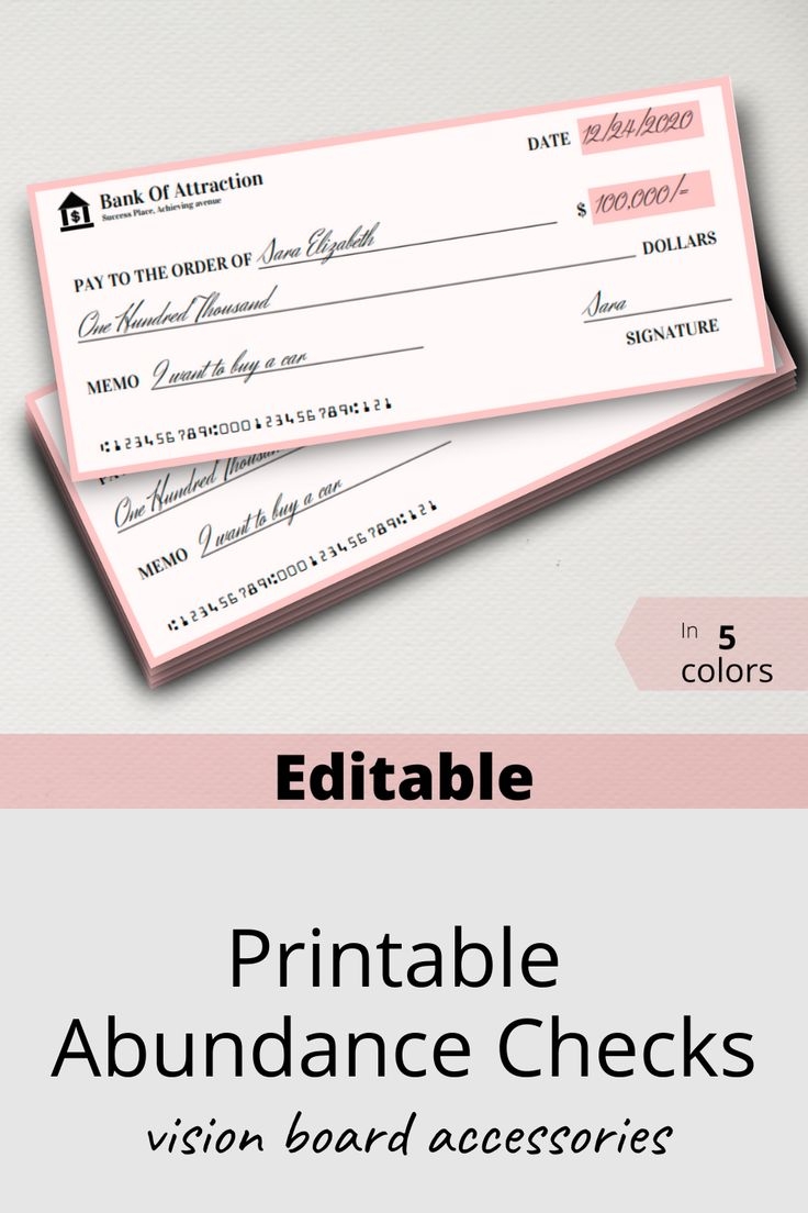 Manifestation Check Printable Blank Abundance Cheque Law Of Etsy 