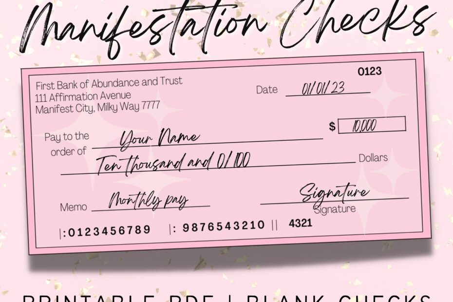 Manifestation Check Vision Board Checks Vision Board Etsy Canada In