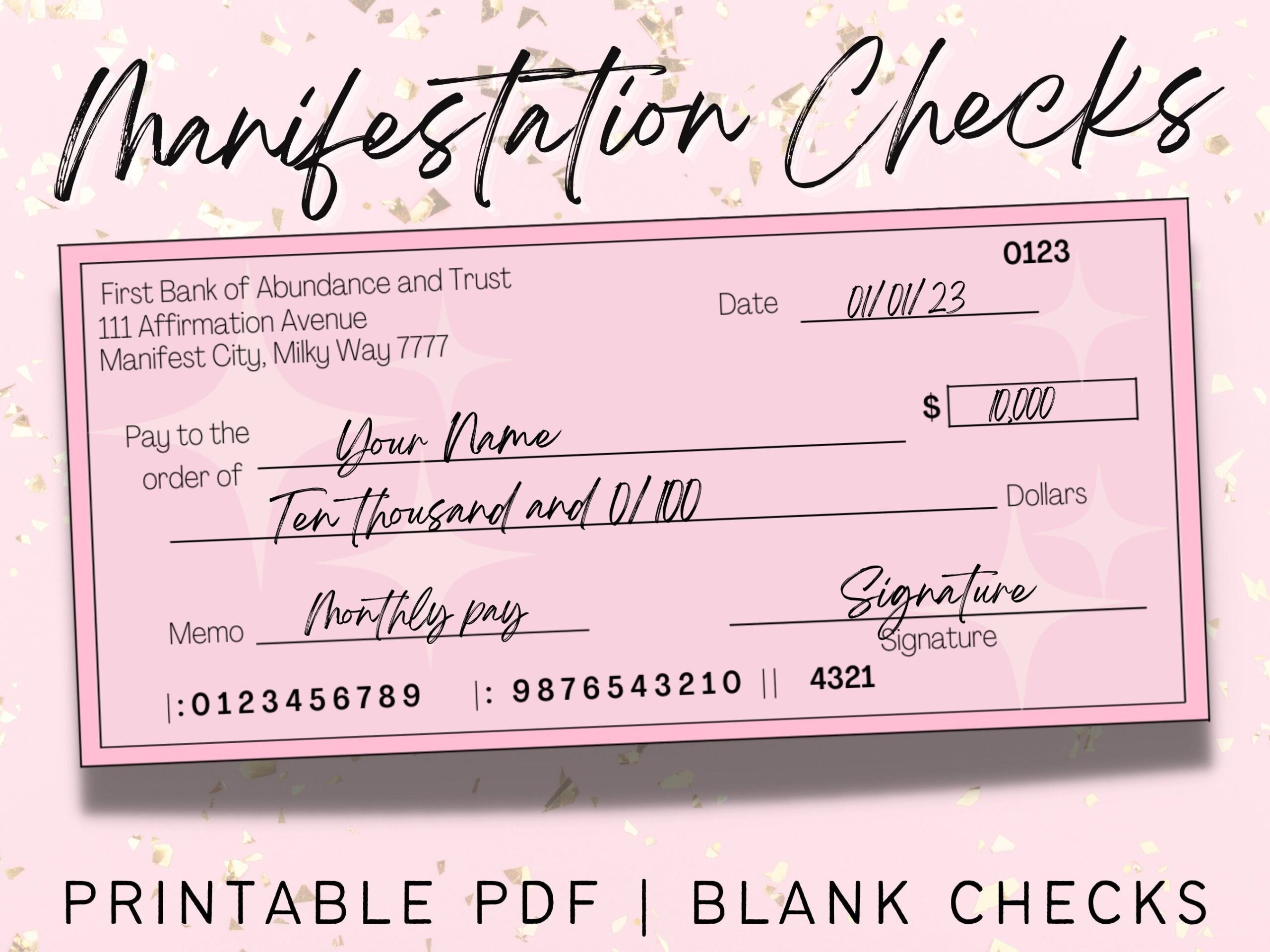 Manifestation Check Vision Board Checks Vision Board Etsy Canada In 