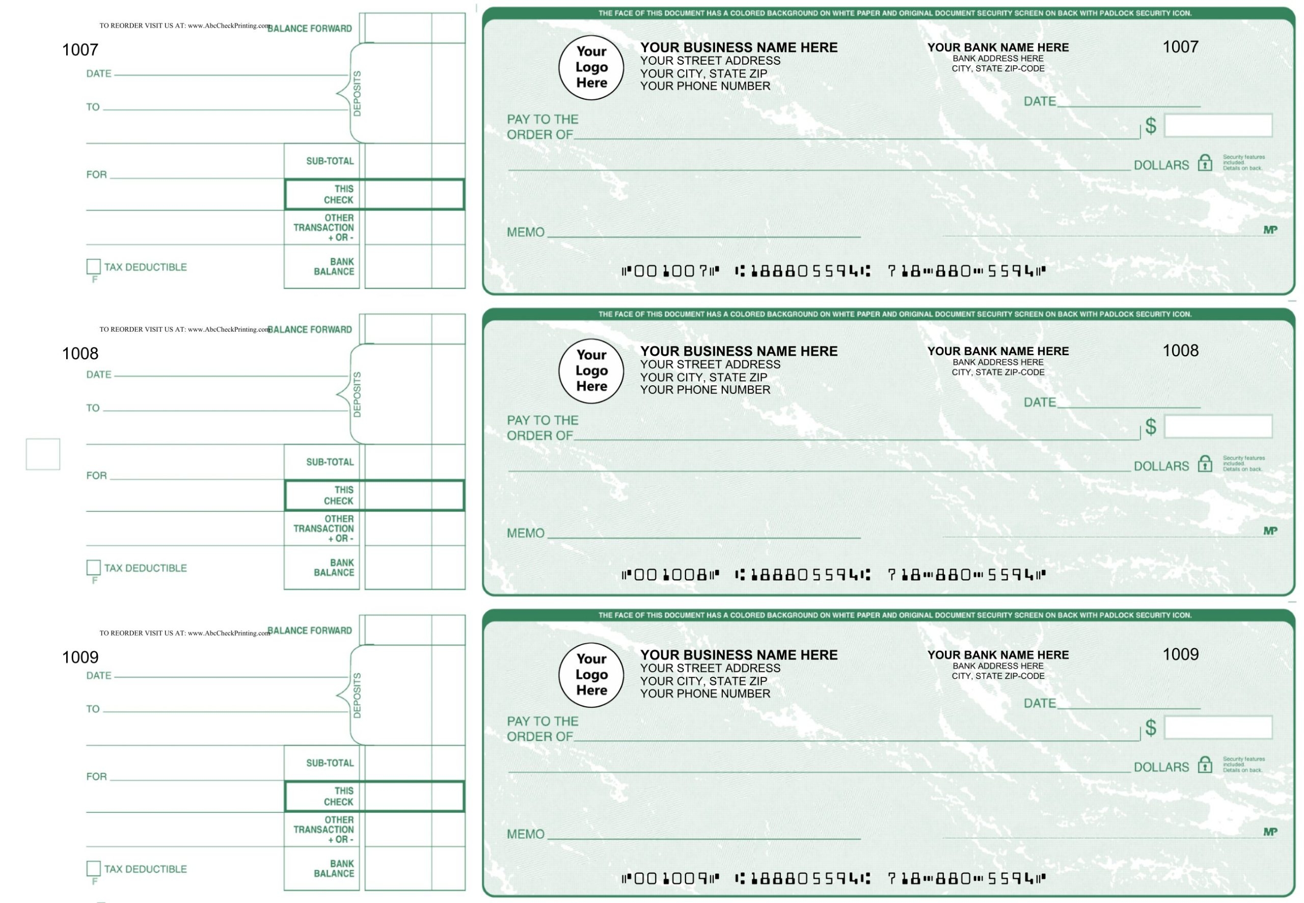 Manual Business Checks ABC Check Printing