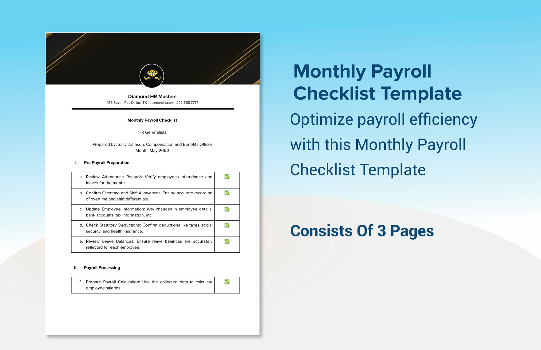 Monthly Payroll Checklist Template In Word PDF Google Docs Download 