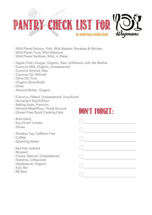 Pantry Check List Template Printable Pdf Download