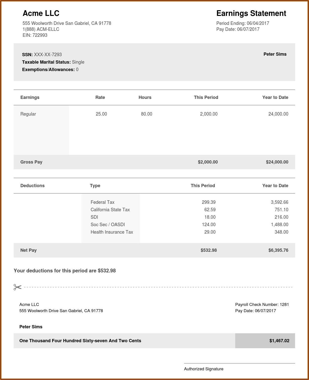 Paycheck Check Stub Template Template 2 Resume Examples jl10neN32b