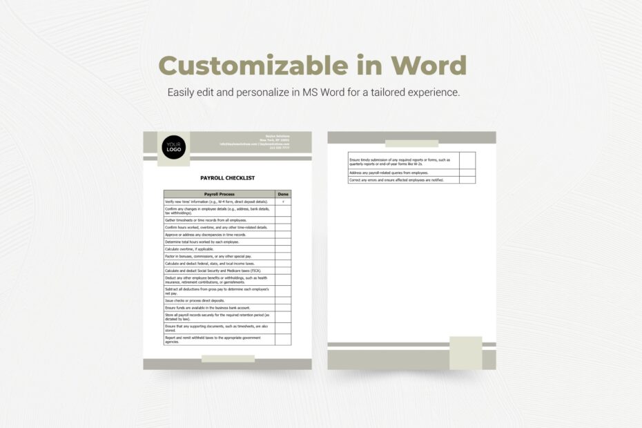Payroll Checklist Template In PDF Word Google Docs Download