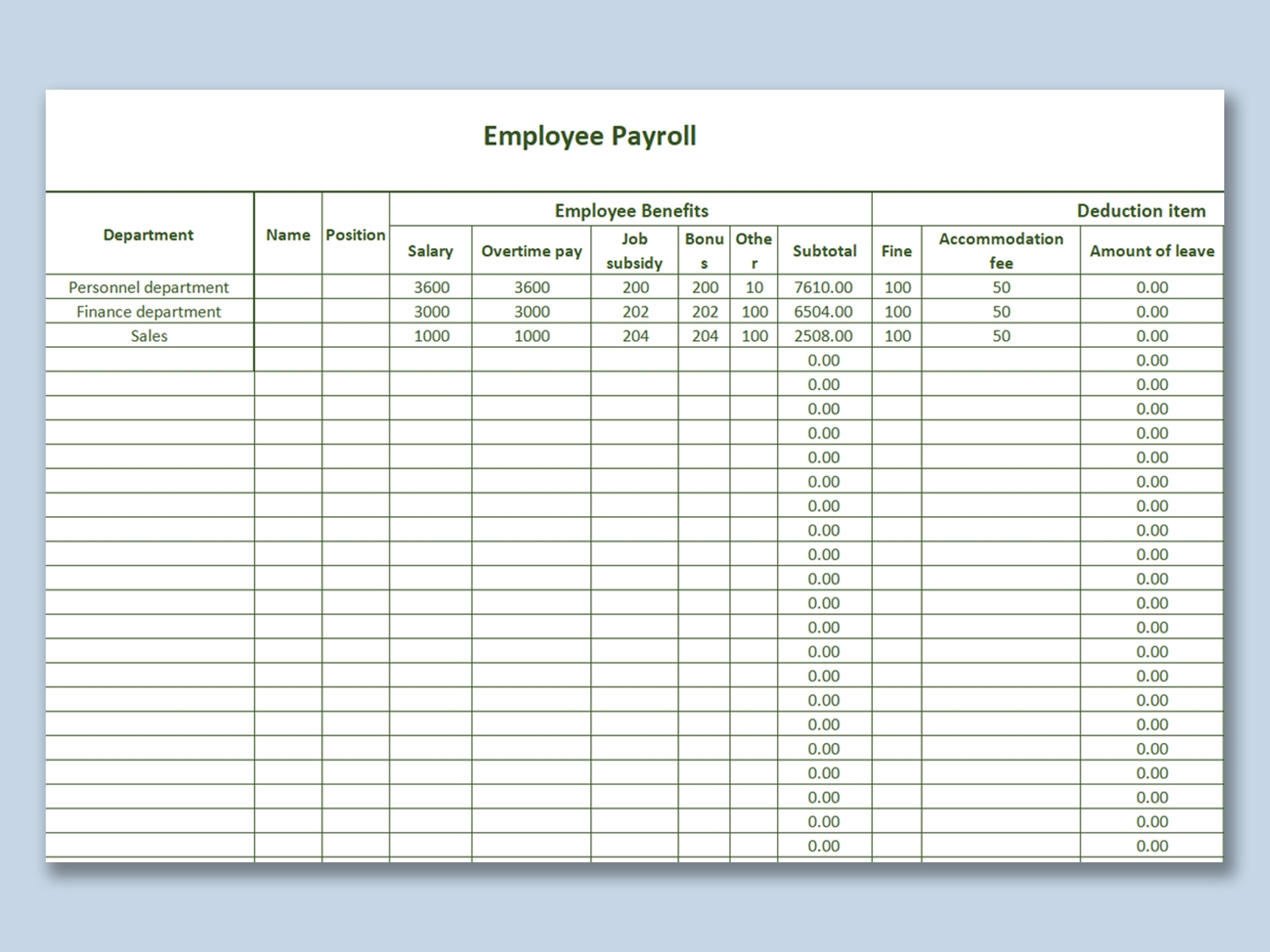 Payroll Data Form Free Printable Printable Forms Free Online