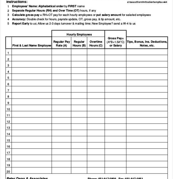 Payroll Data Form Printable Printable Forms Free Online