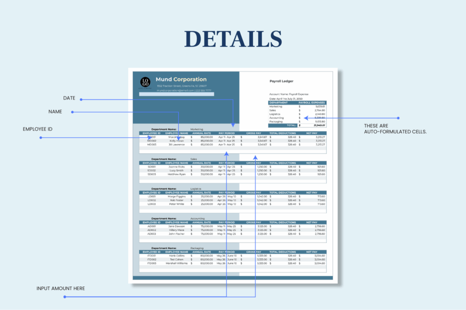 Payroll Ledger Template In MS Excel Google Sheets Download