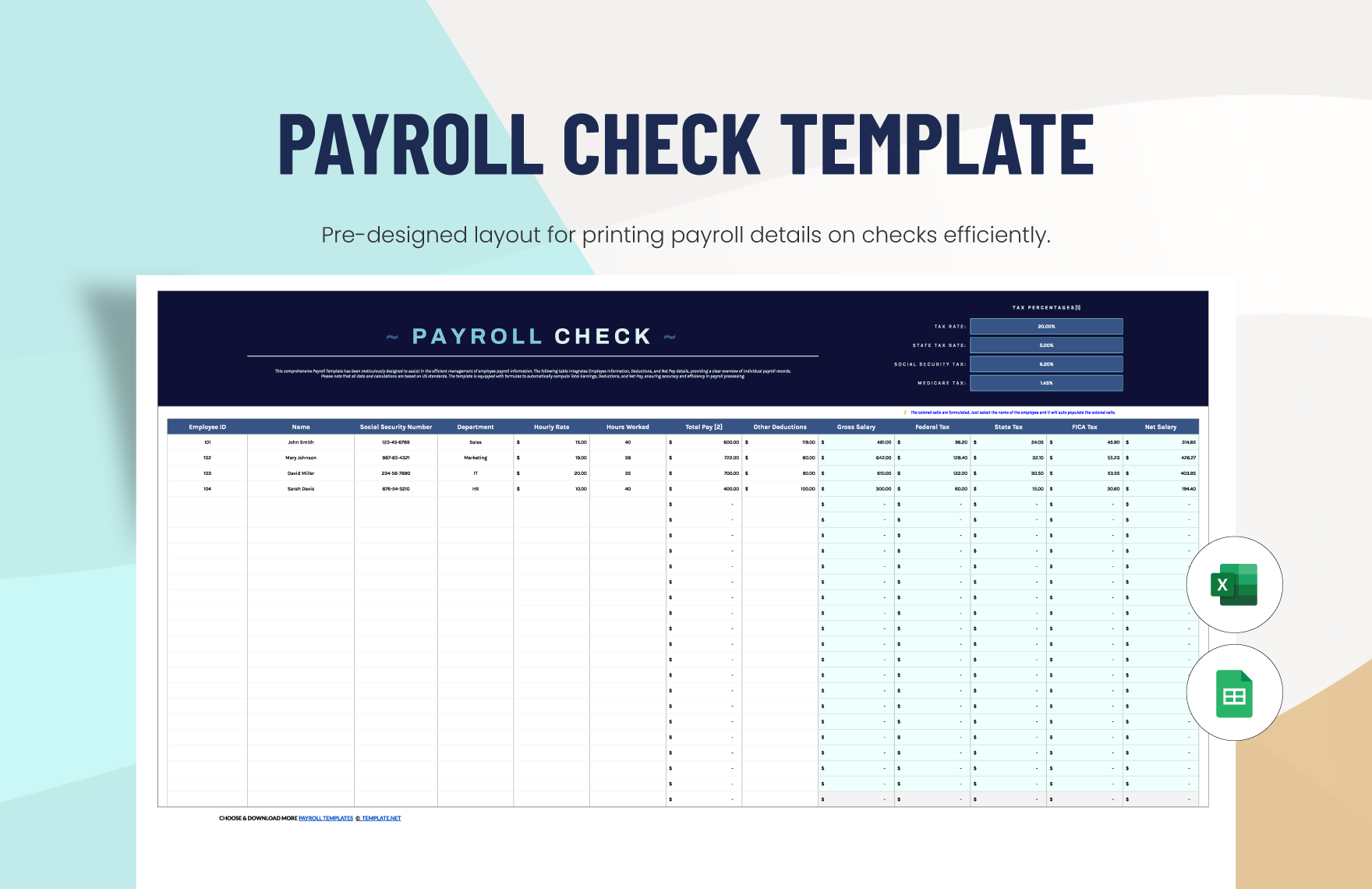 Payroll Templates In Excel FREE Download Template