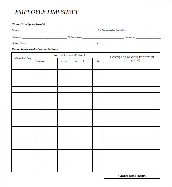 Payroll Timesheet Template