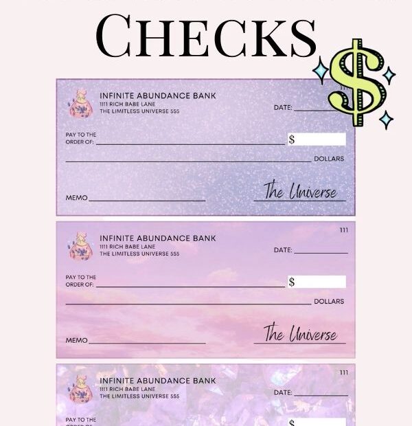 Printable Abundance Checks For Vision Boards Law Of Attraction