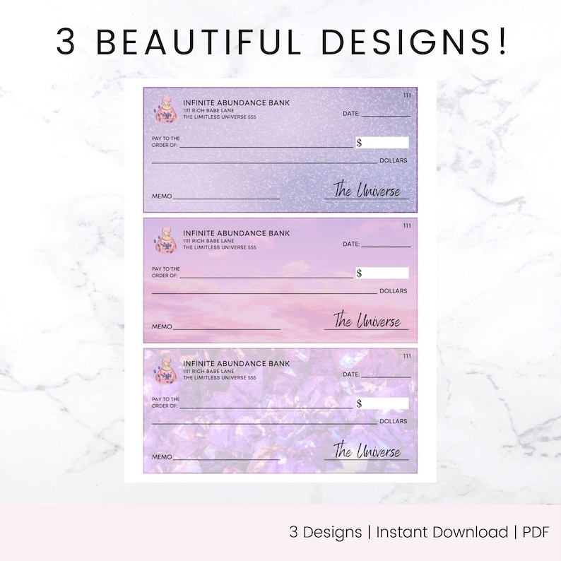 Printable Abundance Checks For Vision Boards Law Of Attraction 