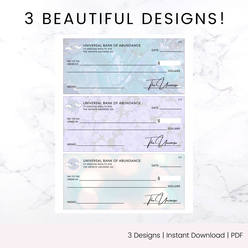 Printable Abundance Checks For Vision Boards Law Of Etsy