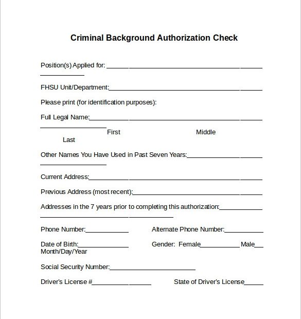 Printable Background Check Authorization Form Doc Printable Forms