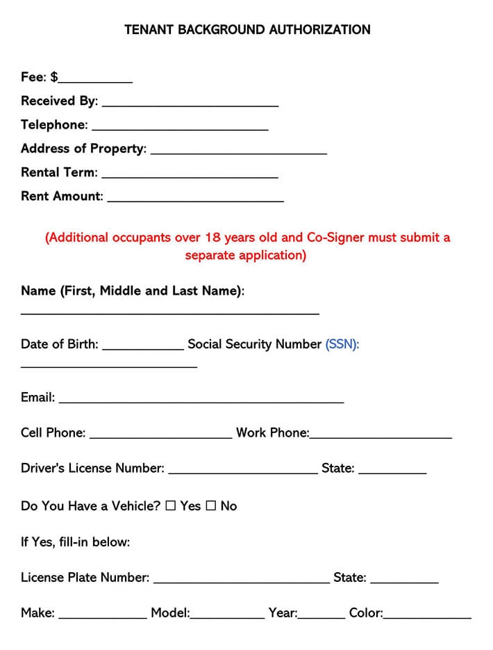 Printable Background Check Authorization Form Doc Printable Forms 