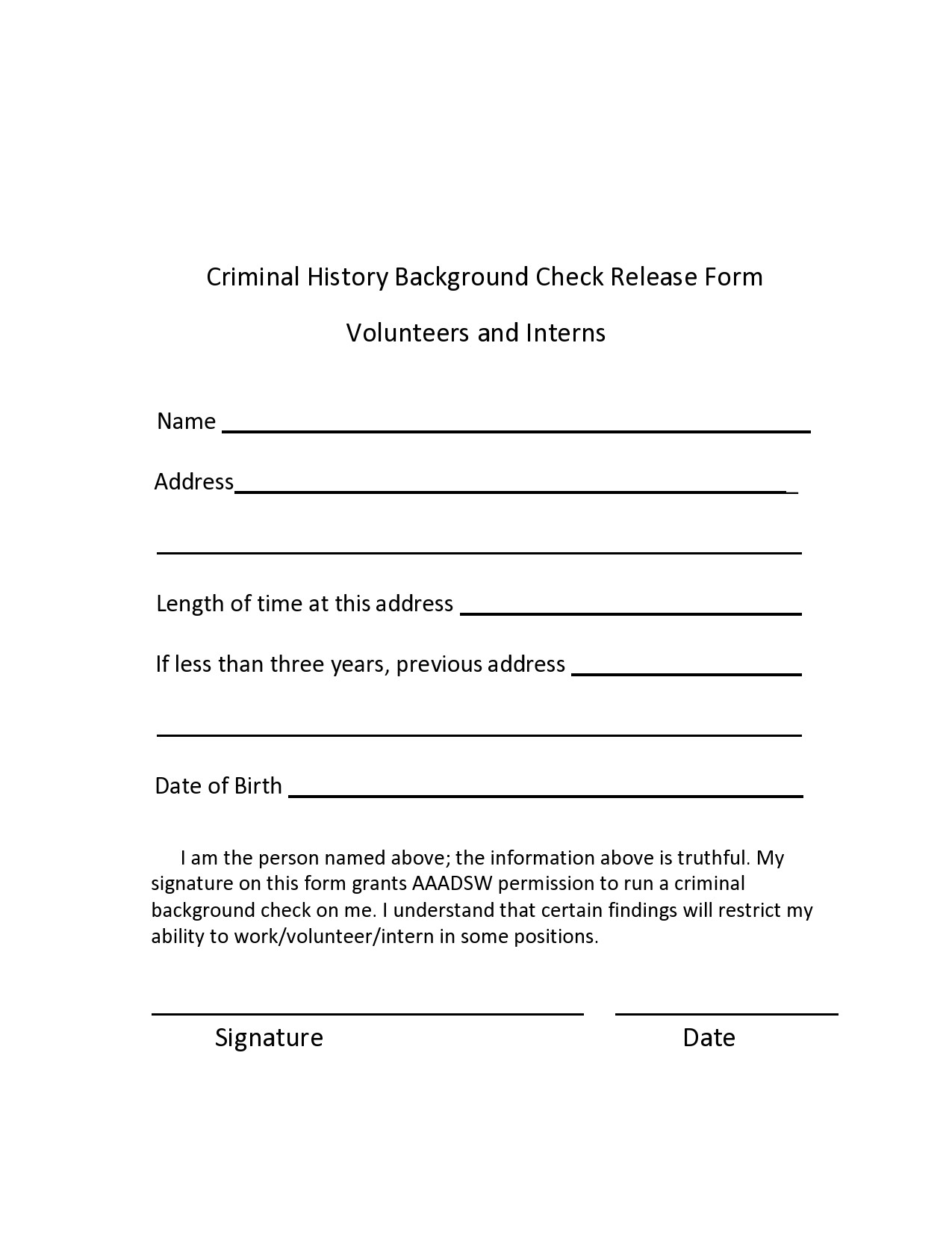 Printable Background Check Authorization Form Template Printable 