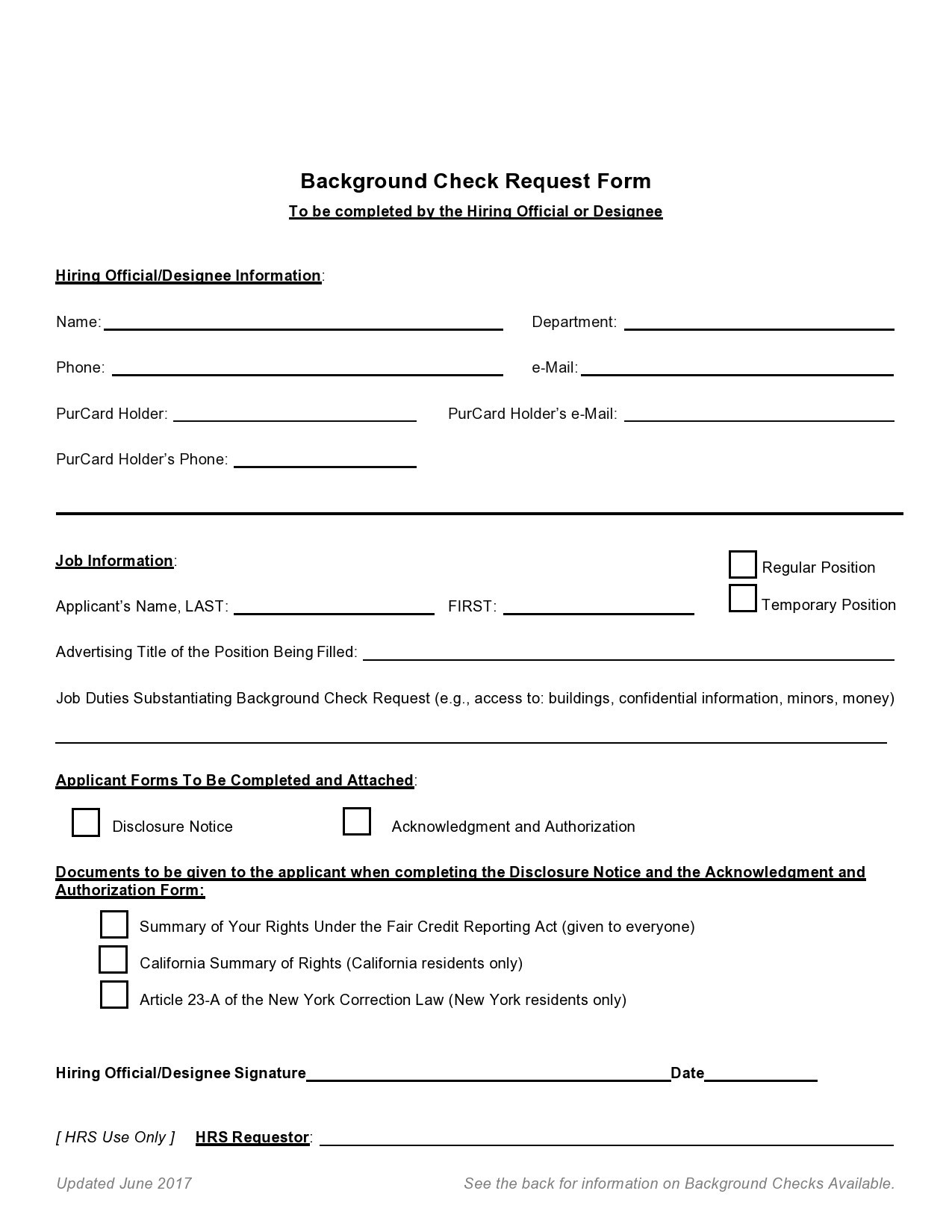 Printable Background Check Authorization Form Template Printable 