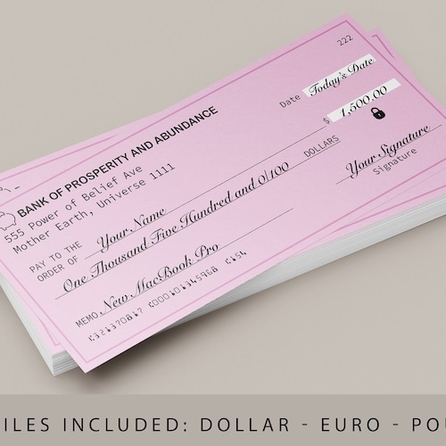 Printable Blank Abundance Checks For Your Vision Board Law Of Etsy