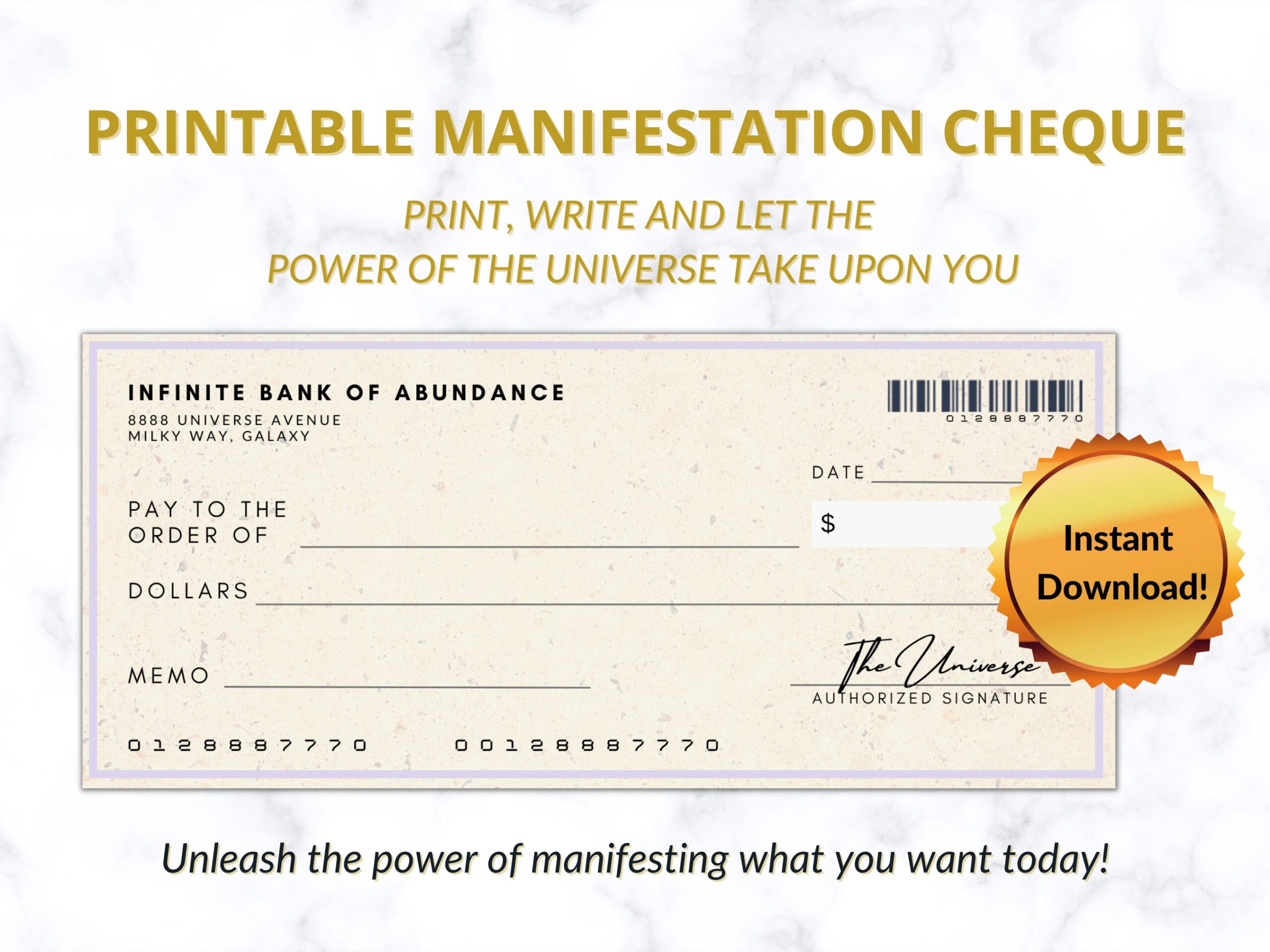 Printable Blank Check From The Universe Printable Online
