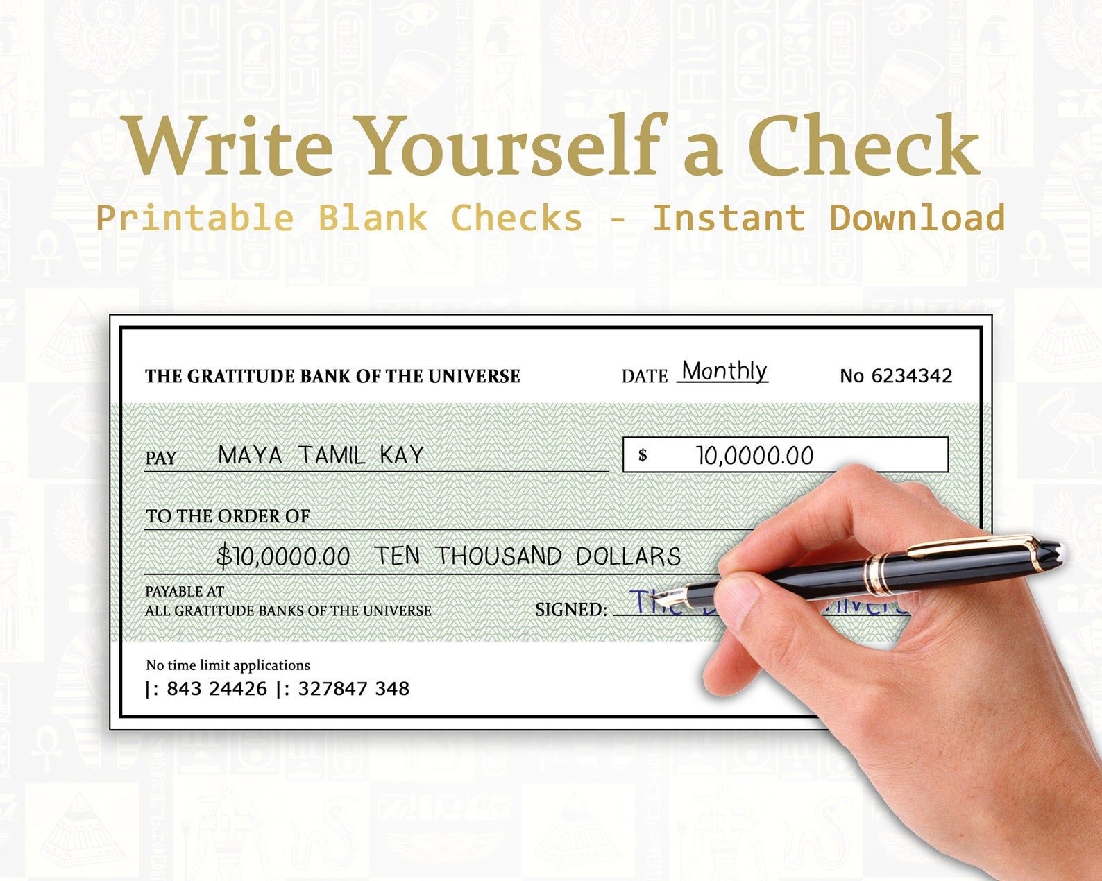 Printable Blank Check Money Manifestation Check Law Of Attraction 