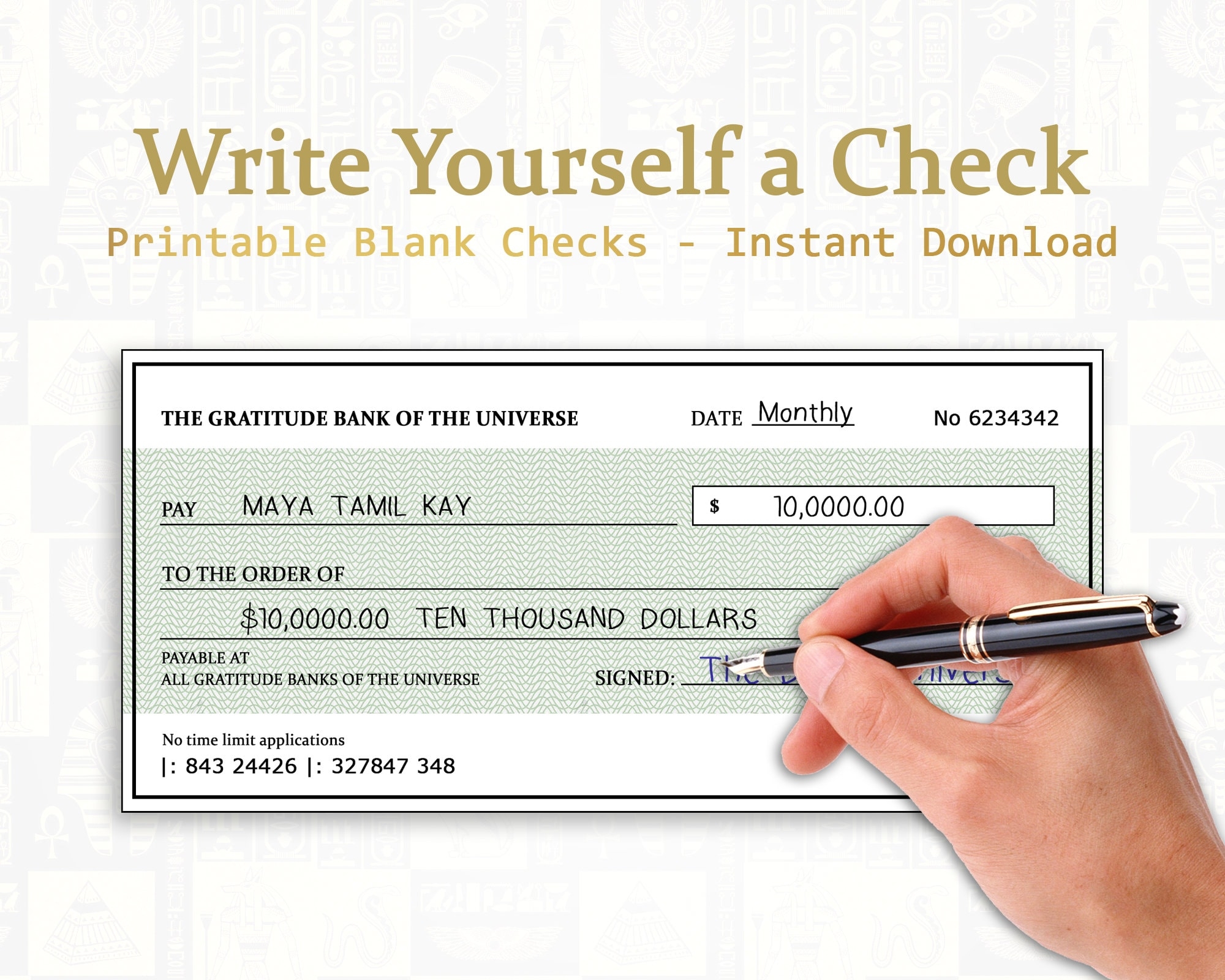 Printable Blank Check Money Manifestation Check Law Of Attraction 