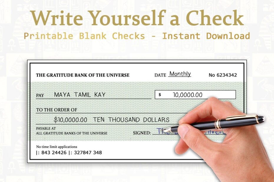 Printable Blank Check Money Manifestation Check Law Of Etsy Blank