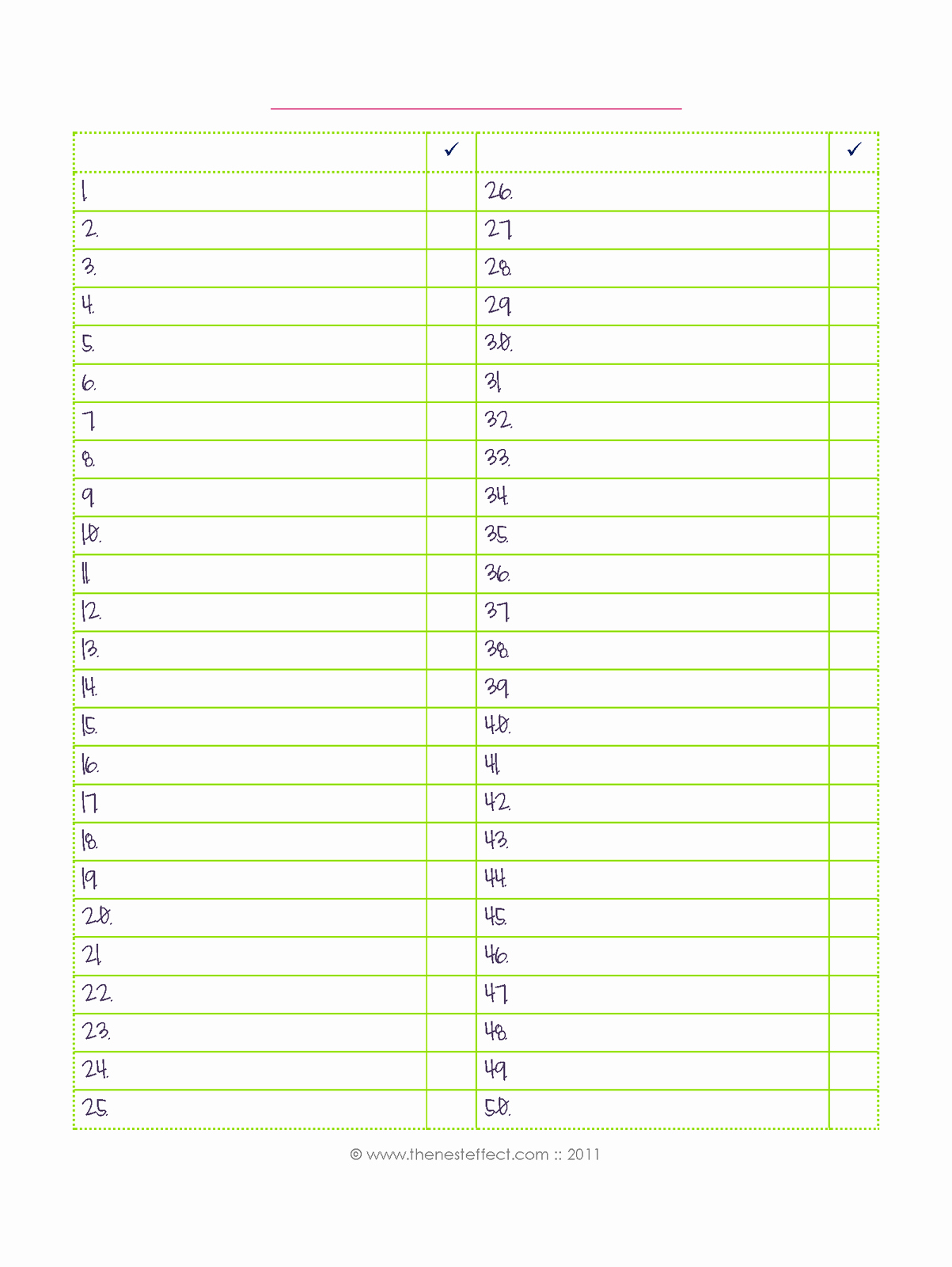 Printable Blank Check Off List
