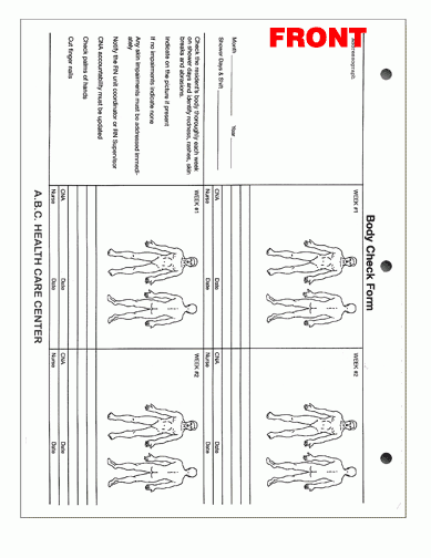 Printable Body Check Form Printable Forms Free Online