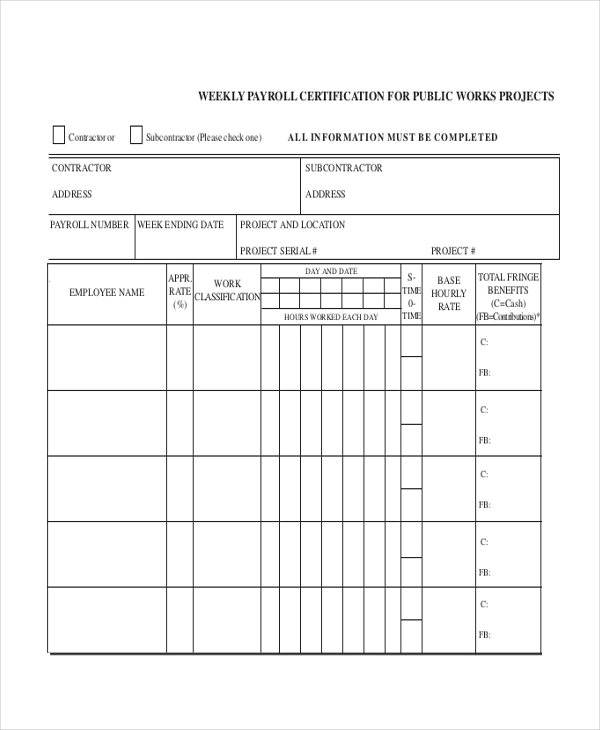 Printable Certified Payroll Forms Printable Forms Free Online