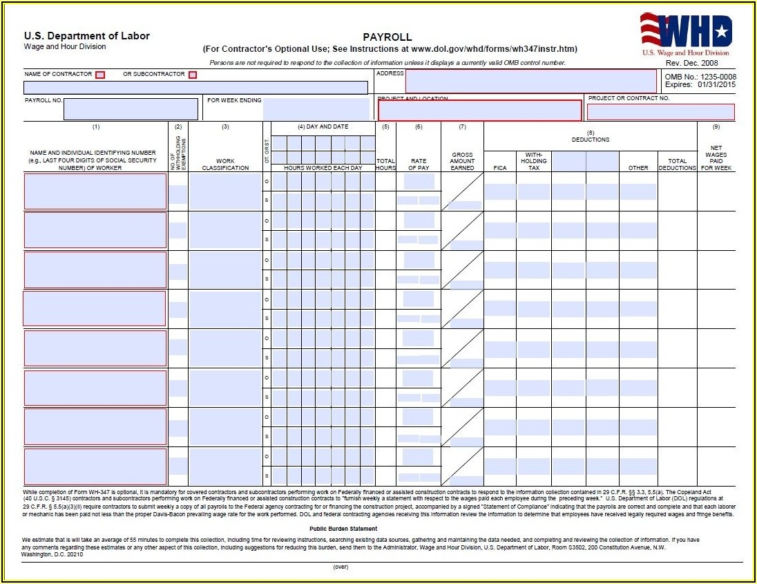 Printable Certified Payroll Forms Printable Forms Free Online