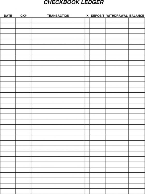 Printable Check Ledger Sheets