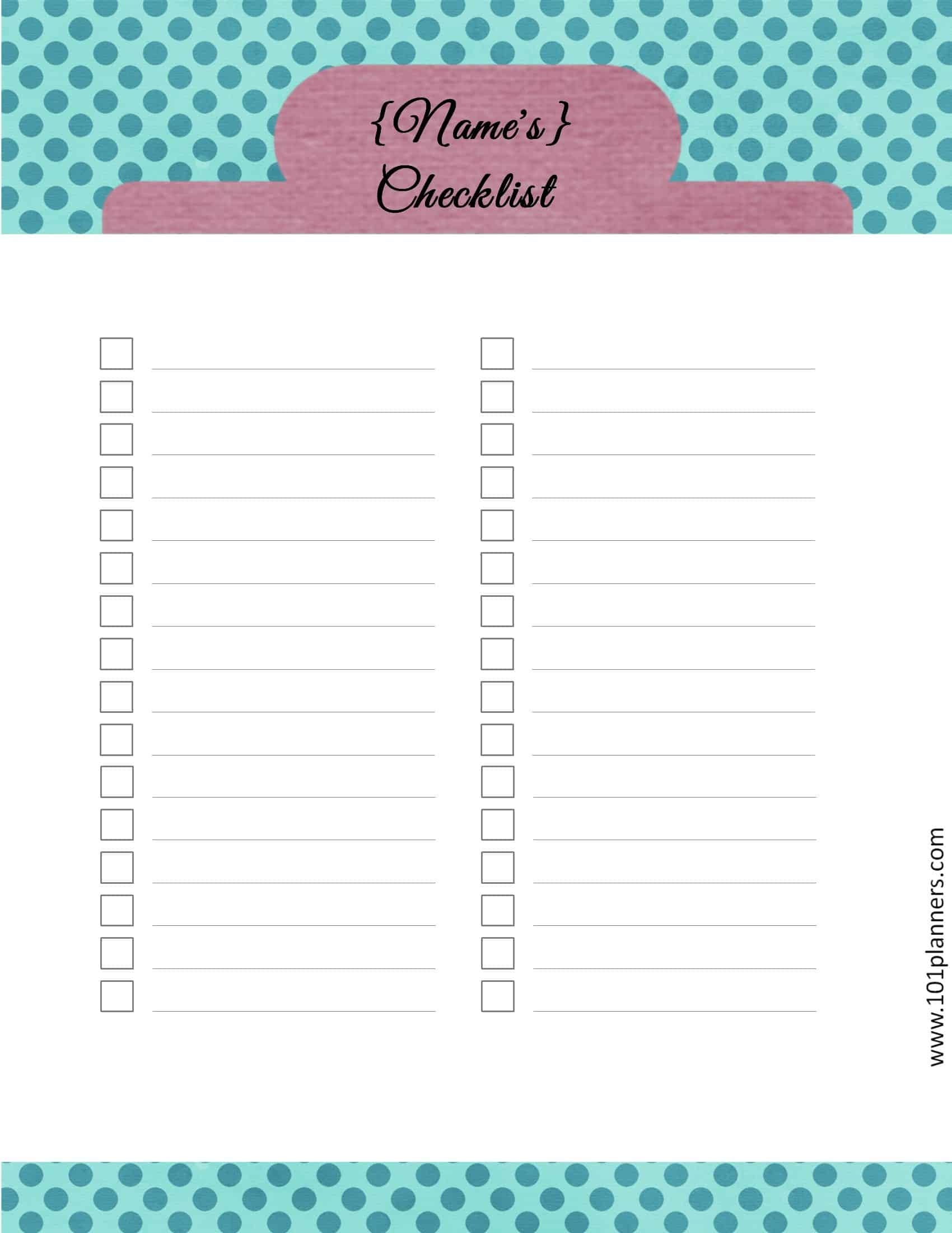 Printable Check List Printable Free Templates